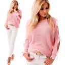 СВОБОДНЫЙ Классический Легкий СВИТЕР Свитер оверсайз с бантами на рукавах Пудровый