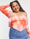 Asos Curve tqk WZÓR BOLERKO TIE-DYE XXL Kolor pomarańczowy