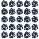 НАБОР ИЗ 25 ЧЕРНЫХ ДВАДЦАТЬСТОРОННИХ КУБИКОВ D20 ДЛЯ РПГ