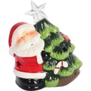 Керамическое новогоднее украшение Деда Мороза со светодиодной елкой