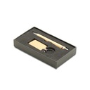 ЭЛЕГАНТНАЯ РУЧКА И БРЕЛОК В КОРОБКЕ, ДЕРЕВО + КОРИЧНЕВЫЙ МЕТАЛЛ