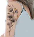 Сильная временная татуировка-наклейка с цветами и разноцветными бабочками TM102
