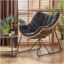 Бохо обитое кресло для гостиной из натурального ротанга для сада черного цвета