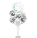 Воздушные шары, подставка с воздушными шарами, серебряные украшения, украшения для первого причастия.