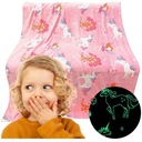 СВЕТЯЩЕЕСЯ В ТЕМНОТЕ ОДЕЯЛО 150Х200 МЯГКИЙ ПЛЕД ДЛЯ ДЕТЕЙ МИЛЫЙ ЕДИНОРОГ