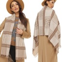 ШАРФ ЖЕНСКИЙ ТЕПЛЫЙ, ацтекские узоры, бежевый узор в клетку