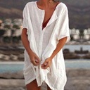 Dámska bavlna a ľan Plain Loose Long Shirt Co Pohlavie Výrobok pre ženy