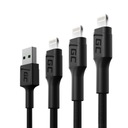 Набор из 3 кабелей GC Ray USB-A — Lightning LED, 30 см, 120 см, 200 см для iPhone