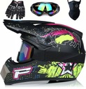 KASK MOTOCYKLOWY CROSSOWY LEKKI ENDURO QUADA + GOGLE + RĘKAWICE + MASKA L