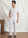 БЕЛЫЙ КЛАССИЧЕСКИЙ КОМПЛЕКТ ИЗ ДВУХ ЧАСТЕЙ БЛУЗКА БРЮКИ ТЕКСТУРА SHEIN S