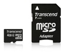 TRANSCEND 4 GB micro SD microSD SDHC Class 4 +a SD Typ karty SDHC