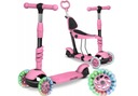 ТРЕХКОЛЕСНЫЙ ДЕТСКИЙ САМОКАТ, СБАЛАНСИРОВАННЫЙ СВЕТОДИОДНЫЙ САМОКАТ 3-в-1 СО СВЕТЯЩИМИСЯ КОЛЕСАМИ
