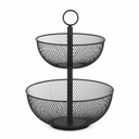 ДВУХЯРУСНАЯ КОРЗИНА ДЛЯ ФРУКТОВ, ТАРЕЛКА LOFT, ЧЕРНАЯ МЕТАЛЛИЧЕСКАЯ КОРЗИНА