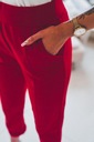 Červené dámske bavlnené tepláky kant M Dominujúci vzor bez vzoru