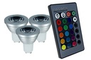 3 ЦВЕТНЫЕ СВЕТОДИОДНЫЕ ЛАМПЫ GU10 RGB С ГАЛОГЕННЫМИ ПУЛЬТАМИ ДИСТАНЦИОННОГО УПРАВЛЕНИЯ
