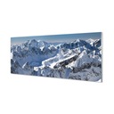 Современное стеклянное панно Горы зима снег 125х50 см