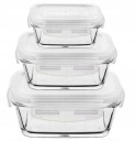 НАБОР ИЗ 3 СТЕКЛЯННЫХ КОНТЕЙНЕРОВ ДЛЯ ХРАНЕНИЯ ПИЩЕВ С КРЫШКОЙ ДЛЯ ЛАНЧБОКСА