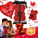 СВЕТОДИОДНЫЙ НАБОР МИШКА С РОЗАМИ ПОДАРОК ​​НА ДЕНЬ СВЯТОГО ВАЛЕНТИНА ДЕНЬ МАТЕРИ НИКОЛАЙ РОЖДЕСТВЕНСКАЯ РОЗА XL