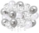 НАБОР воздушных шаров из бело-серебряной гирлянды из воздушных шаров с конфетти, 50 шт.