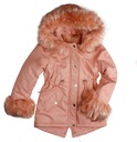 Dievčenská zimná bunda parka teplá púdrová ružová kožušinka 16 170 176 Značka F-26