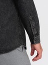 Pánska džínsová košeľa na patentky s vreckami čierna V3 OM-SHDS-0115 XXL Dominujúci vzor bez vzoru
