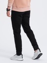 Pánske džínsové jogger nohavice s prešívaním čierne V3 OM-PADJ-0113 S Dominujúca farba čierna