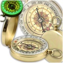 ЗОЛОТОЙ КАРМАННЫЙ КОМПАС, СВЕТЯЩИЙСЯ В ТЕМНОТЕ, СТАРЫЙ БРЕЛОК С КОМПАСОМ
