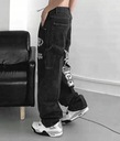 Pánske džínsy Voľné Vintage Hip Hop Streetwear Y2K Dominujúca farba prehľadná