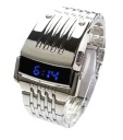 НОВЫЕ МУЖСКИЕ ФУТУРИСТИЧЕСКИЕ ЧАСЫ PREDATOR С СИНИМ СВЕТОДИОДОМ – СЕРЕБРЯНЫЕ