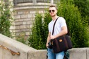 Pánska taška cez rameno, na cestovný notebook s držiakom na kufor, pevná Výška 28 cm