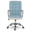 Fotel biurowy materiałowy Benton niebiesko-biały Szerokość mebla 66 cm