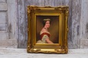 Portrét - Francúzska aristokratka s vencom - Olejomaľba - Zlatý rám Šírka produktu 34 cm