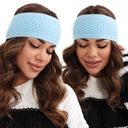 ЖЕНСКАЯ ПОВЯЗКА НА УШИ КРУЖКИ ТЮРБАН ТЕПЛАЯ ШАПКА ШИРОКАЯ СИНЯЯ