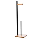 ПОДСТАВКА ДЛЯ ТУАЛЕТНОЙ БУМАГИ ТУАЛЕТНЫЙ НАБОР МЕТАЛЛ ЧЕРНЫЙ / БАМБУК