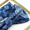 МУЖСКОЙ ГАЛСТУК-БАБОЧКА С СИНИМ УЗОРОМ + КАРМАННАЯ КЛЕТКА