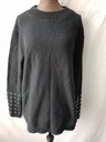 Sweter czarny, bawełniany z fakturą - L/XL Rodzaj wkładane przez głowę