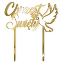 ТОПЕР ДЛЯ ТОРТА золотое зеркало СВЯТОЙ КРЕЩЕННЫЙ голубь