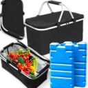 БОЛЬШОЙ НАБОР КОРЗИНЫ ДЛЯ СЕМЕЙНОГО ПИКНИКА, ИЗОЛИРОВАННАЯ СУМКА ДЛЯ ПОКУПОК