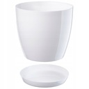 DONICZKA Z PODSTAWKĄ PLASTIKOWA OSŁONKA DONICA 20cm BIAŁA NA KWIATY KADAX