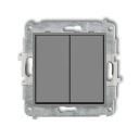 Двойной переключатель серый матовый Deco Mini Karlik 27MWP-2