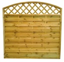Деревянный забор-пергола с аркой и решеткой