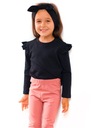 Хлопковая блузка с длинными рукавами и рюшами для девочки 128 BLACK BAYA