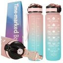 БУТЫЛКА ДЛЯ ВОДЫ 1Л С СОЛОМОЙ СПОРТИВНАЯ БУТЫЛКА С РУЧКОЙ И МЕРКОЙ МОТИВАЦИЯ