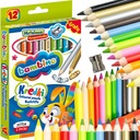 KREDKI OŁÓWKOWE DREWNIANE BAMBINO 12 KOLORÓW GRATIS METALOWA TEMPERÓWKA