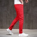 KSTUN Red Jeans Men Ripped Slim Fit Stretch Punk Dominujúca farba červená