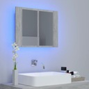 vidaXL Kúpeľňová skrinka so zrkadlom a LED, sivá betónová, 60x12x45 cm Značka VidaXL