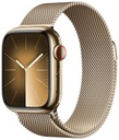 Apple Watch 9 GPS+Cellular 45mm stalowy Złoty bransoleta mediolańska