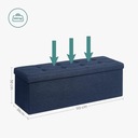 Box ČALÚNENÁ sedačka s úložným priestorom 110cm PUFA prešívaná modrá Značka Songmics