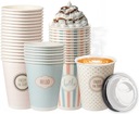 БУМАЖНЫЙ СТАКАН ДЛЯ ГОРЯЧИХ НАПИТКОВ 250мл ПАСТЕЛИ + ОДНОРАЗОВЫЕ КРЫШКИ