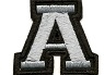 буква А, серебряная термонашивка, аппликация на куртки, толстовки, спортивный костюм, вышивка MS